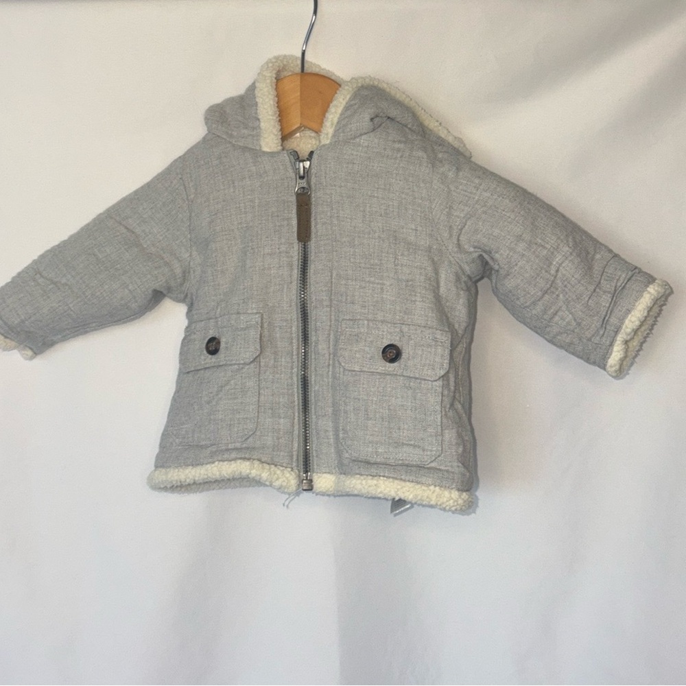 Carter's Baby Boys Size 6 Months Cozy Gray Sherpa-Lined  Jacket with Hood